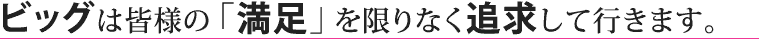 ビッグは皆様の「満足」を限りなく追求して行きます。